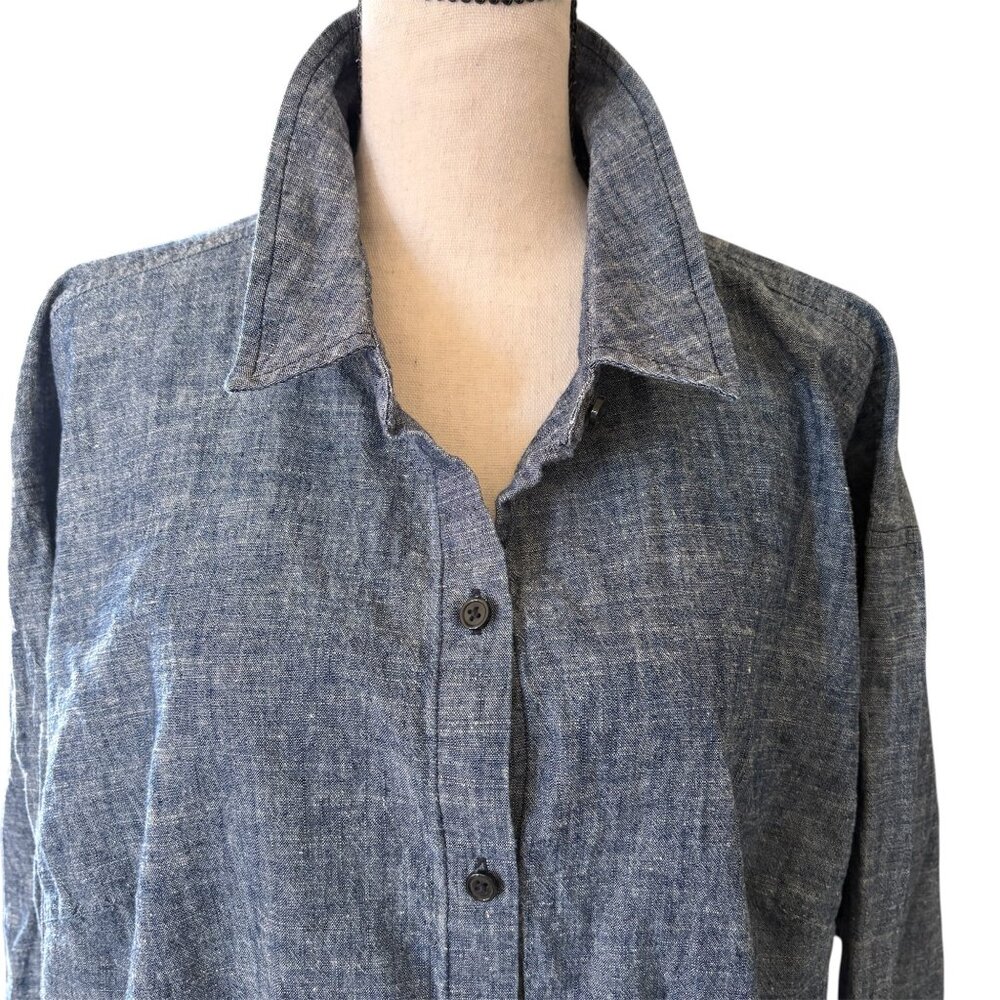 Plus Size Eileen Fisher Organic Cotton Hemp Blend Button Up Blouse 1X - Picture 2 of 5
